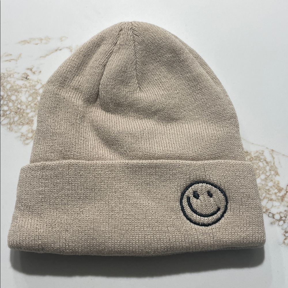 Beige Smiley Beanie